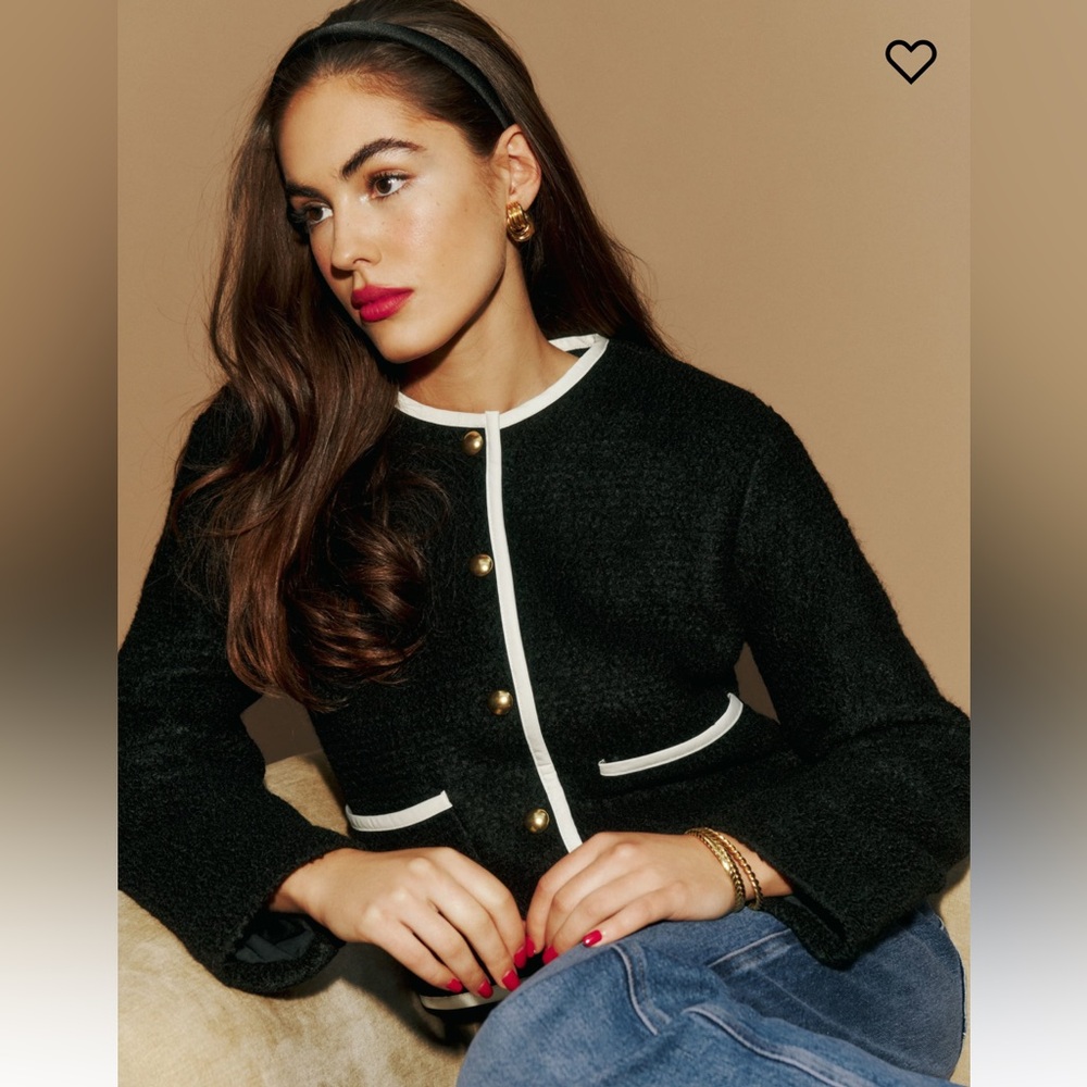 Reformation Dale Cropped Jacket Black in size SMALL
